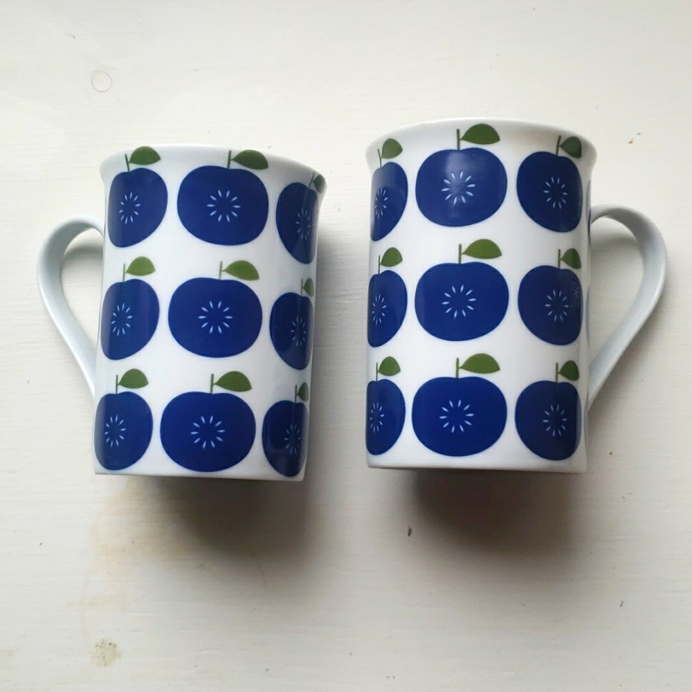 Mayfair and Jackson set of 2 Blue Apple Mugs